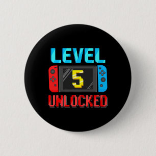 Level 5 Unlocked Birthday Video Gamer 5th Birthday 6 Cm Round Badge