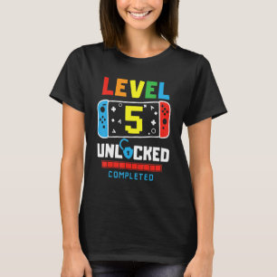 Level 5 Unlocked Completed Game Happy 5th Birthday T-Shirt