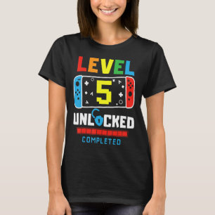 Level 5 Unlocked Completed Game Happy 5th Birthday T-Shirt