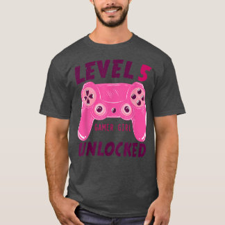 Level 5 Unlocked Gamer Girl Video Game 5th Birthda T-Shirt