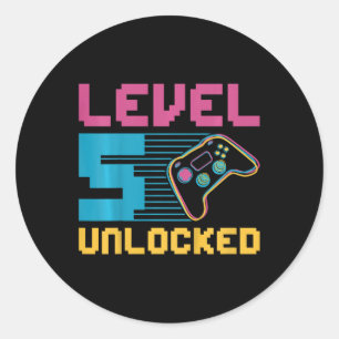 Level 5 Unlocked Gaming Birthday  Classic Round Sticker