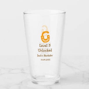 Level 5 unlocked lock orange brown happy birthday glass