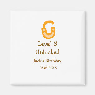 Level 5 unlocked lock orange brown happy birthday magnet