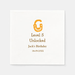 Level 5 unlocked lock orange brown happy birthday  napkin