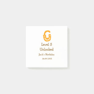 Level 5 unlocked lock orange brown happy birthday post-it notes