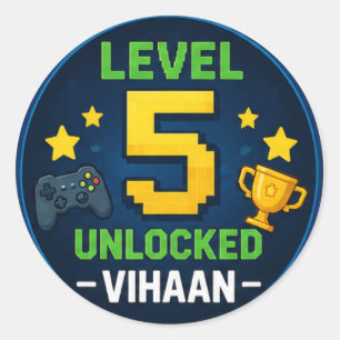 Level 5 Unlocked Personalised Birthday Sticker