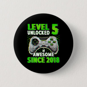 Level 5 Unlocked Video Game 5 Years Old Boy 5th Bi 6 Cm Round Badge