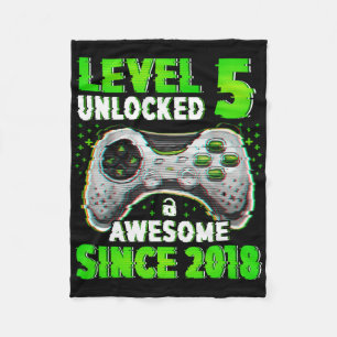 Level 5 Unlocked Video Game 5 Years Old Boy 5th Bi Fleece Blanket