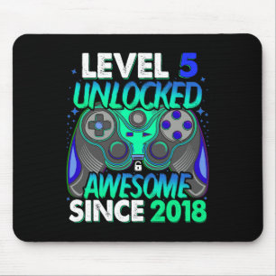 Level 5 Unlocked Video Game 5 Years Old Boy 5th Bi Mouse Pad