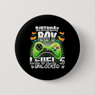 Level 5 Unlocked Video Game 5th Birthday Gamer Gif 6 Cm Round Badge
