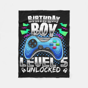 Level 5 Unlocked Video Game 5th Birthday Gamer Gif Fleece Blanket
