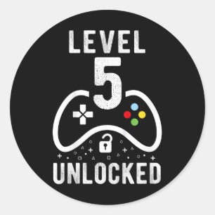 Level 5 Unlocked Video Game 5th Birthday Gift Classic Round Sticker