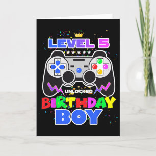 Level 5 Unlocked Video Game Birthday Boy Gamer 5th Card