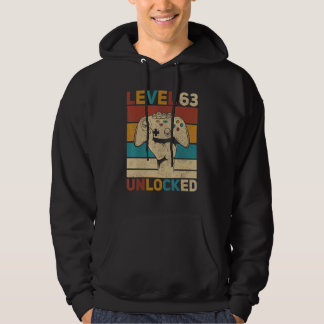 Level 63 Unlocked 63rd Birthday 63 Years Old Gamer Hoodie