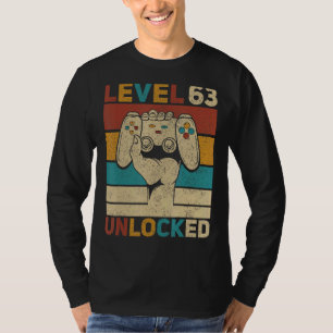 Level 63 Unlocked 63rd Birthday 63 Years Old Gamer T-Shirt