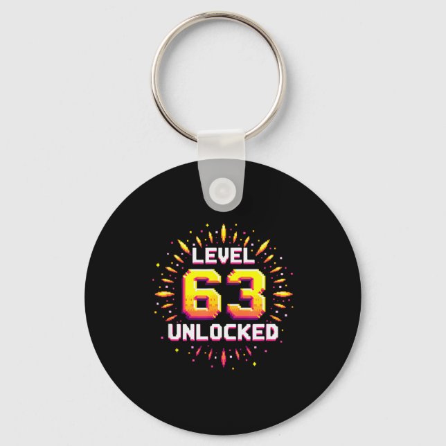 Level 63 Unlocked Birthday Gift Gamer Milestone  Key Ring (Front)