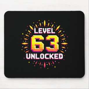 Level 63 Unlocked Birthday Gift Gamer Milestone  Mouse Pad