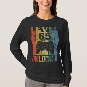 Level 65 Unlocked 65th Birthday  For Video Gamers T-Shirt