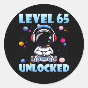 Level 65 Unlocked Video Game 65th Birthday PC Gami Classic Round Sticker
