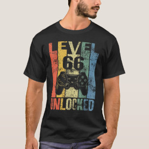 Level 66 Unlocked 66th Birthday For Video Gamers T-Shirt