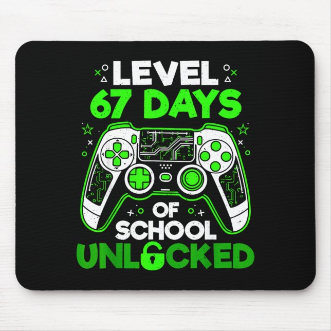 Level 67 Days Of School Unlocked Boys 67th Day Of  Mouse Pad (Front)