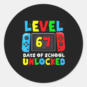 Level 67 Days Of School Unlocked Gamer Video Funny Classic Round Sticker