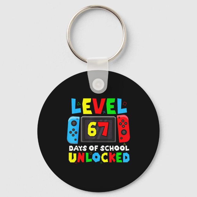 Level 67 Days Of School Unlocked Gamer Video Funny Key Ring (Front)