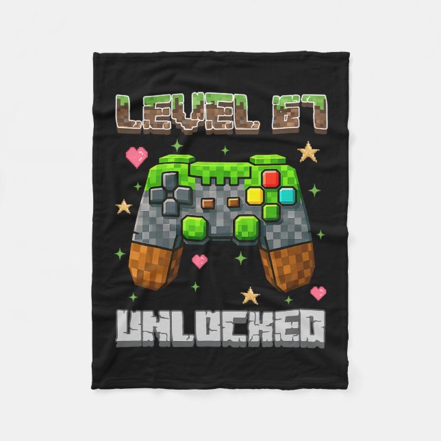 Level 67 Unlocked Gaming School Meme Six Seven Boy Fleece Blanket (Front)