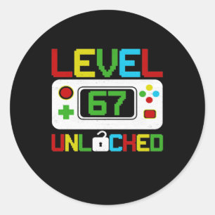 Level 67 Unlocked Video Game 10th Birthday Gift Classic Round Sticker