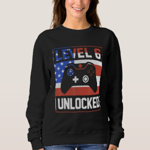 Level 6 Unlocked 4th Of July Kids Boys Girls Meric Sweatshirt