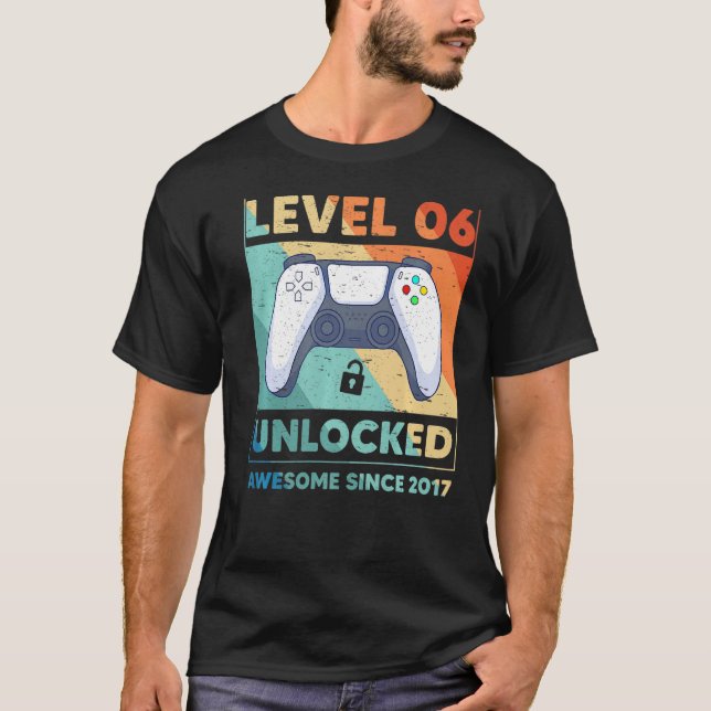 Level 6 Unlocked  6th Birthday Girls Boys Since 20 T-Shirt (Front)
