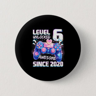Level 6 unlocked 6th video gamer birthday grils cm round badge