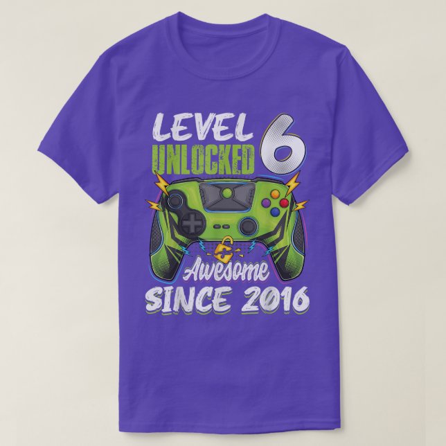 Level 6 Unlocked awesome 2016 6th birthday boy vid T-Shirt (Design Front)