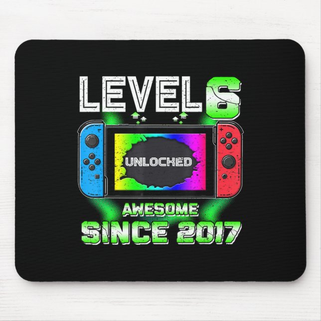 Level 6 Unlocked Awesome 2017 Video Game 6th Birth Mouse Pad (Front)