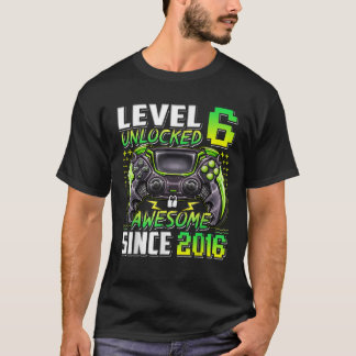 Level 6 Unlocked Awesome Since 2016 6th Birthday G T-Shirt