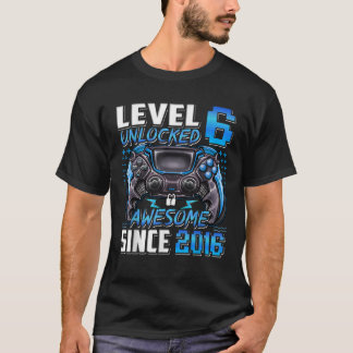 Level 6 Unlocked Awesome Since 2016 6th Birthday G T-Shirt