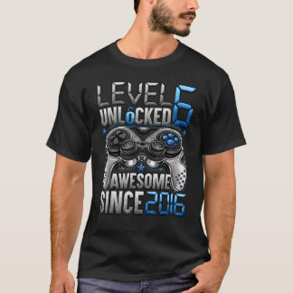 Level 6 Unlocked Awesome Since 2016 6th Birthday T-Shirt