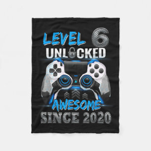 Level 6 Unlocked Awesome Since 2020 6th Birthday Fleece Blanket