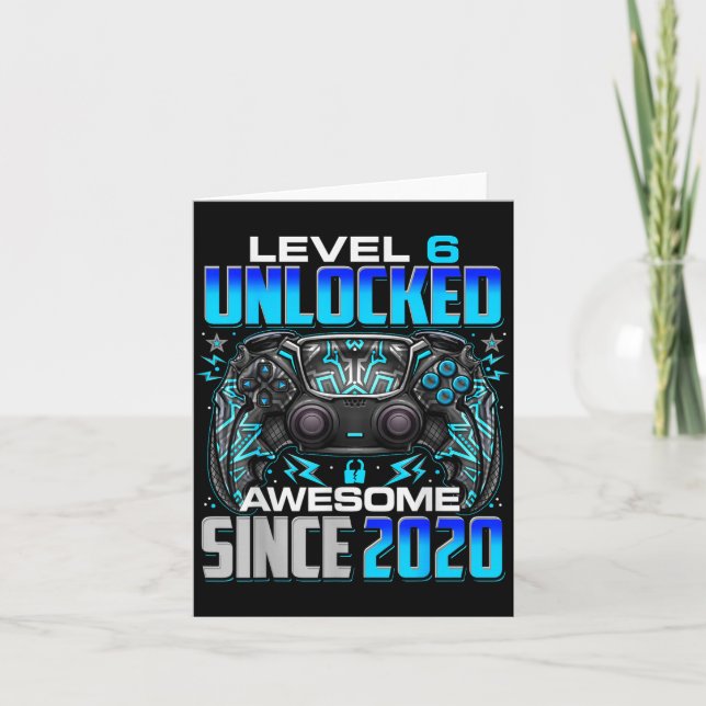 Level 6 Unlocked Awesome Since 2020 6th Birthday G Card (Front)
