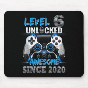 Level 6 Unlocked Awesome Since 2020 6th Birthday Mouse Pad
