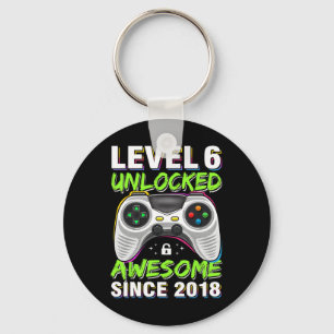 Level 6 Unlocked Awesome Since 6th Birthday Gaming Key Ring