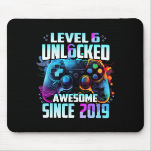 Level 6 Unlocked Awesome Since 6th Birthday Gaming Mouse Pad
