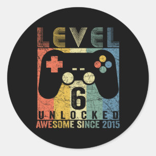 Level 6 Unlocked Awesome Video Game 6th Birthday B Classic Round Sticker
