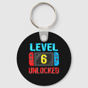 Level 6 Unlocked Birthday Video Gamer 6th Birthday Key Ring