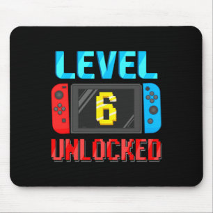 Level 6 Unlocked Birthday Video Gamer 6th Birthday Mouse Pad