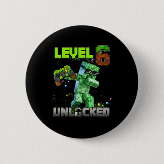 Level 6 Unlocked Funy Birthday Boy Pixel Gamer 6th Cm Round Badge