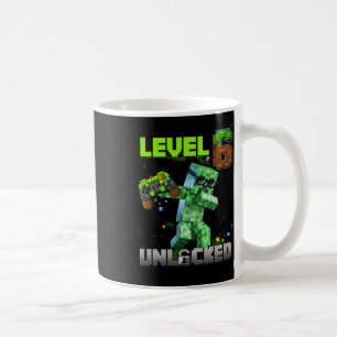 Level 6 Unlocked Funy Birthday Boy Pixel Gamer 6th Coffee Mug