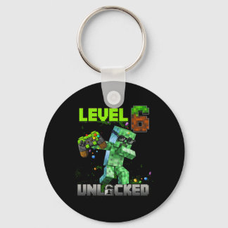 Level 6 Unlocked Funy Birthday Boy Pixel Gamer 6th Key Ring