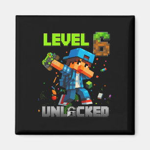 Level 6 Unlocked Funy Birthday Boy Pixel Gamer 6th Magnet