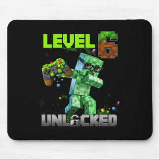 Level 6 Unlocked Funy Birthday Boy Pixel Gamer 6th Mouse Pad